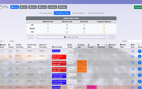 Fairyland Parent Portal screenshot